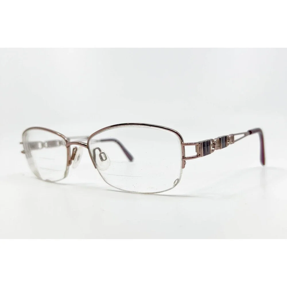 Tura Eyeglasses Women Rose Gold Semi-Rimless Metal Rectangular R510 53-18-135